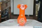 vase orange murano au macaron, Antiquités & Art