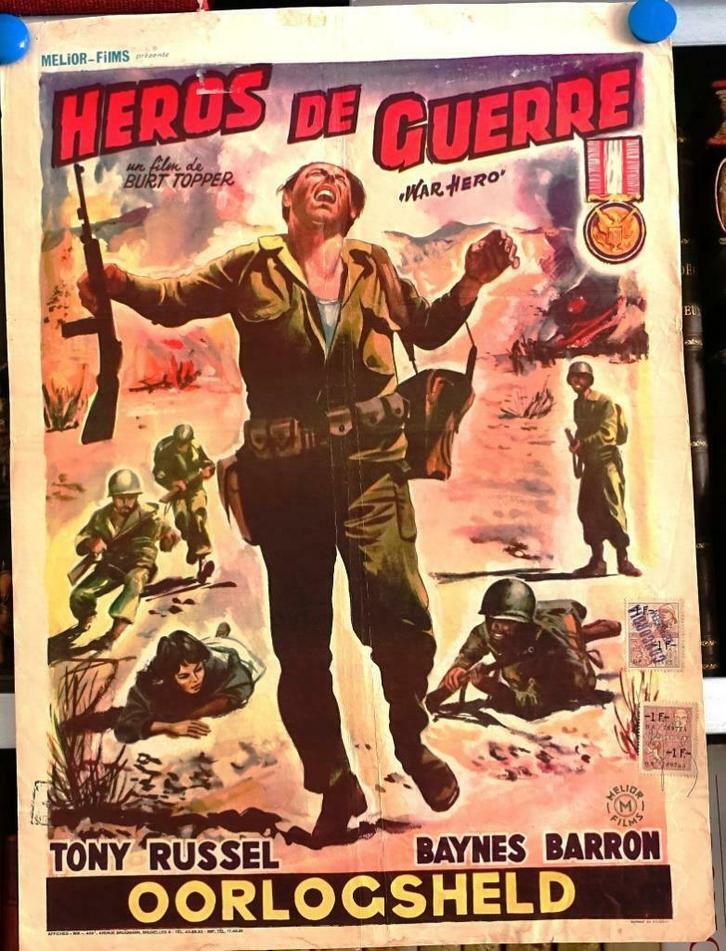 Filmposter Heros de guerre / Oorlogsheld - Burt Topper, Verzamelen, Posters, Gebruikt, Film en Tv, A1 t/m A3, Rechthoekig Staand