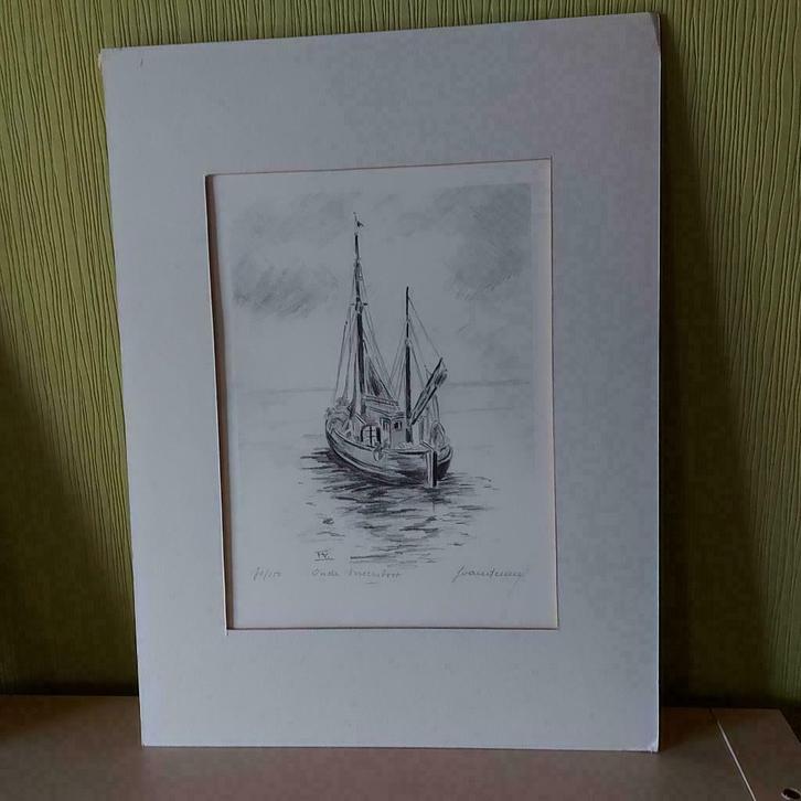 Vieux bateau de pêche - Frans Vanderveken, Antiquités & Art, Art | Peinture | Classique, Enlèvement ou Envoi