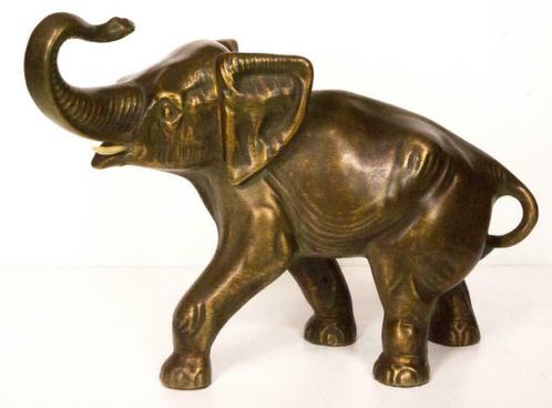 Olifant beeld - brons patina porselein - 40 cm