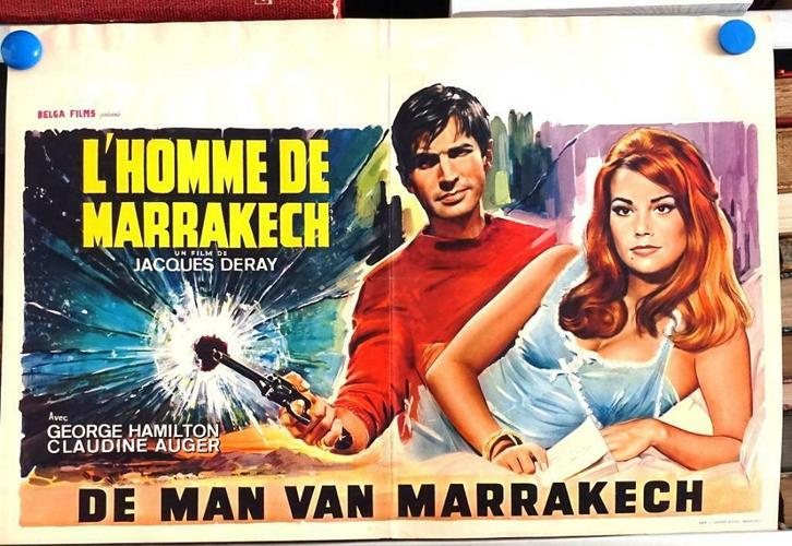 Filmposter L'homme de Marrakech / De man van Marrakech, Verzamelen, Posters, Gebruikt, Film en Tv, A1 t/m A3, Rechthoekig Liggend