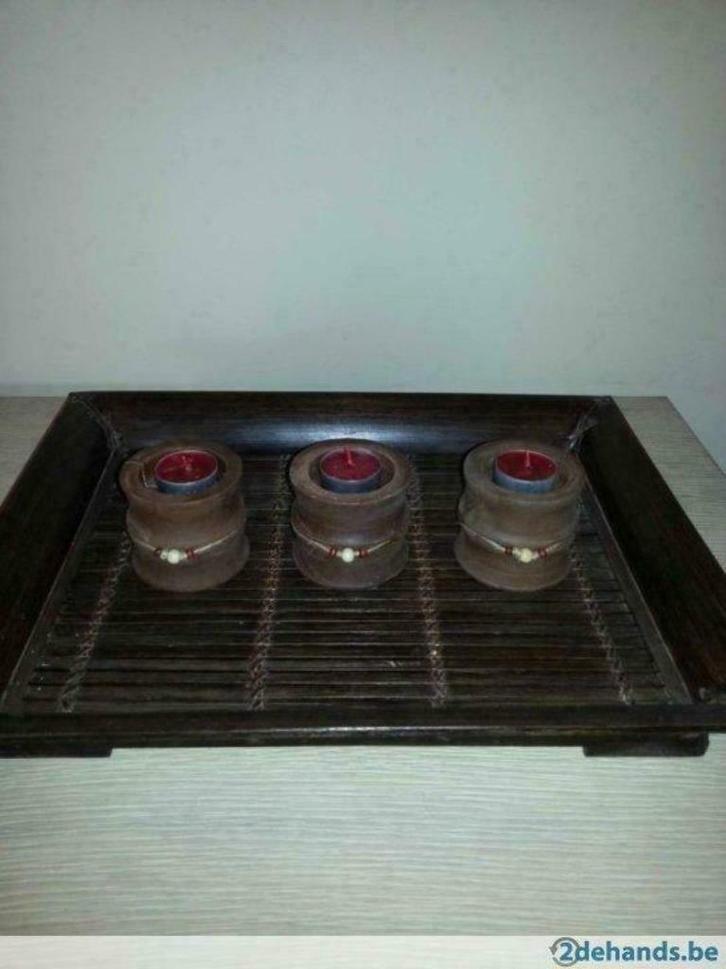 dienblad koloniaal met t-lichtjes, Maison & Meubles, Accessoires pour la Maison | Bougeoirs & Bougies, Utilisé, Enlèvement