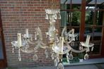 Antieke glazen luster met 6 armen, Ophalen, Gebruikt, Glas