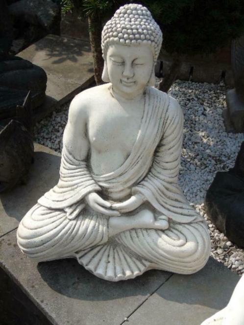 statue d un bouddha en pierre pat blanc , nouveau !, Jardin & Terrasse, Pièces d'eau & Fontaines, Neuf, Ornement d'eau, Granit