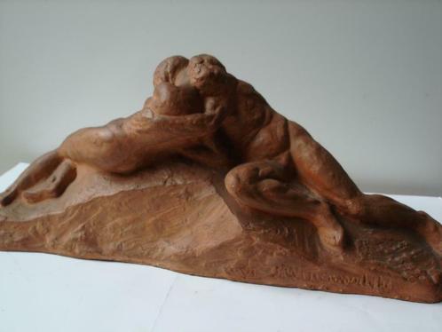 Joseph WITTERWULGHE °1883-1967 terre cuite 'le baiser' E A., Antiquités & Art, Art | Sculptures & Bois, Enlèvement