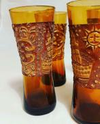 Sangriaglas 6 stuks amber glas, Ophalen of Verzenden