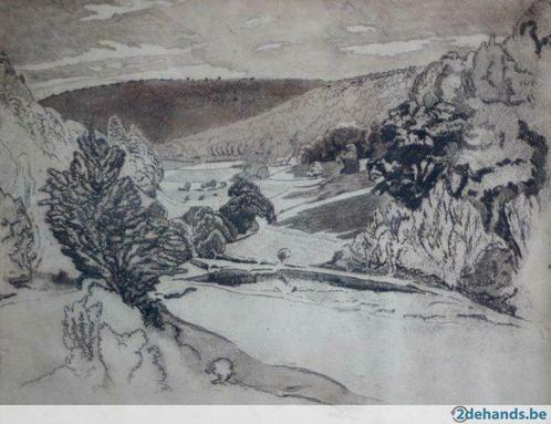ets Juliaan Severin (1888-1975) Landschap, Antiek en Kunst, Kunst | Etsen en Gravures