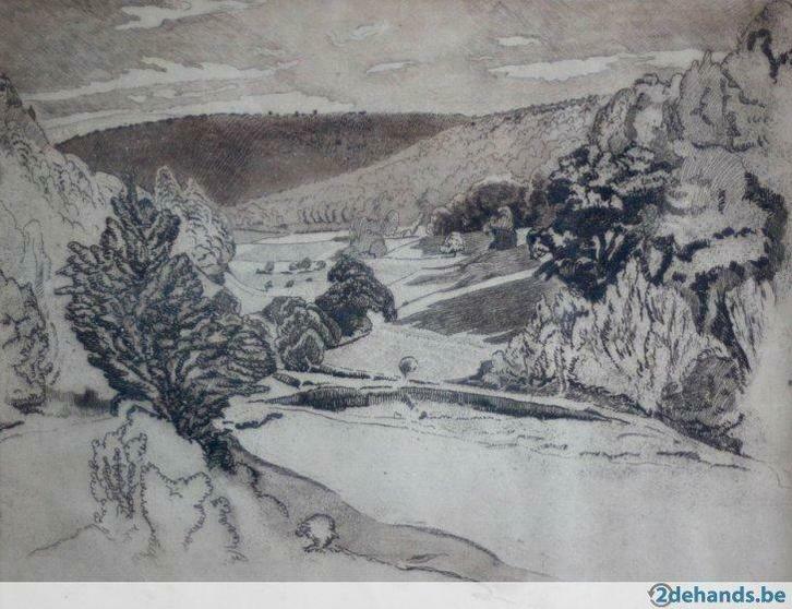 ets Juliaan Severin (1888-1975) Landschap, Antiek en Kunst, Kunst | Etsen en Gravures