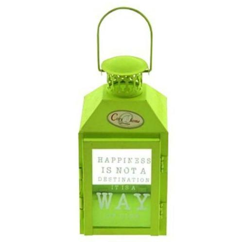 Lantaarn theelichthouder metaal groen Spring Happiness, Huis en Inrichting, Woonaccessoires | Kandelaars en Kaarsen, Nieuw, Metaal
