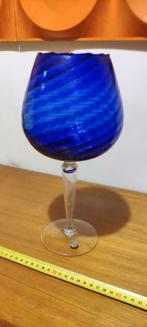 Mooi blauw Italiaanse kristal vaas, Ophalen of Verzenden