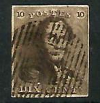 België 1849  Kon. Leopold I OBP 1 (4 mooie randen), Autre, Avec timbre, Affranchi, Oblitéré