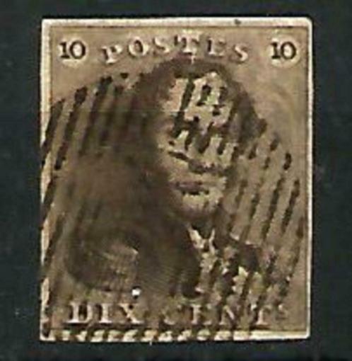 België 1849  Kon. Leopold I OBP 1 (4 mooie randen), Timbres & Monnaies, Timbres | Europe | Belgique, Affranchi, Autre, Maison royale