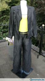 Tailleur pantalon en lin de la marque Biba 38, Gedragen, Maat 38/40 (M), Zwart