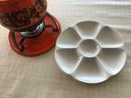 RETRO Fonduestel met borden, Ophalen of Verzenden, Zo goed als nieuw, 4 t/m 7 personen