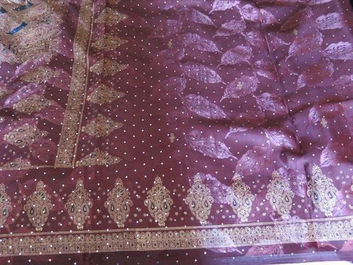 Indische sari, Kleding | Dames, Gelegenheidskleding, Nieuw, Overige typen, Maat 38/40 (M), Bruin, Ophalen of Verzenden