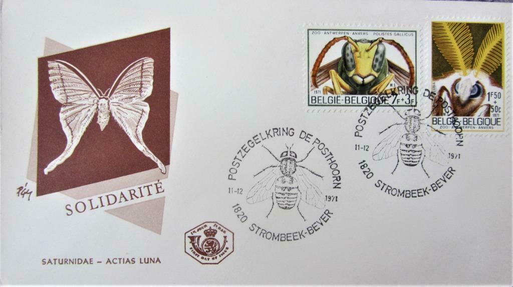 FIRST DAY COVER- THEMA INSECTEN- BELGIË, Ophalen of Verzenden, Gestempeld, Dier of Natuur