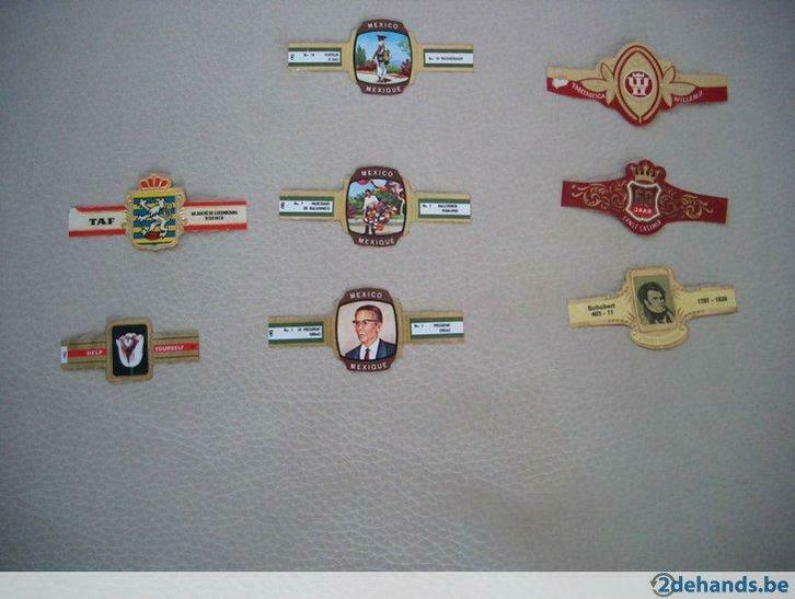 Sigarenbandjes (8 stuks), Verzamelen, Rookartikelen, Aanstekers en Luciferdoosjes, Gebruikt, Sigarenbandjes, Ophalen of Verzenden