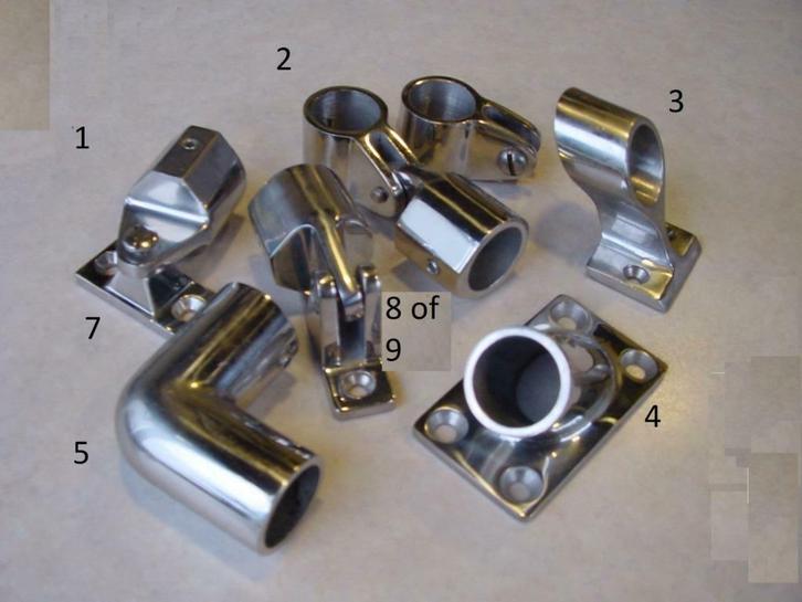 RVS reling en buiskap toebehoren voor diam.25mm, Watersport en Boten, Bootonderdelen, Nieuw, Dekbeslag, Zeilboot of Motorboot