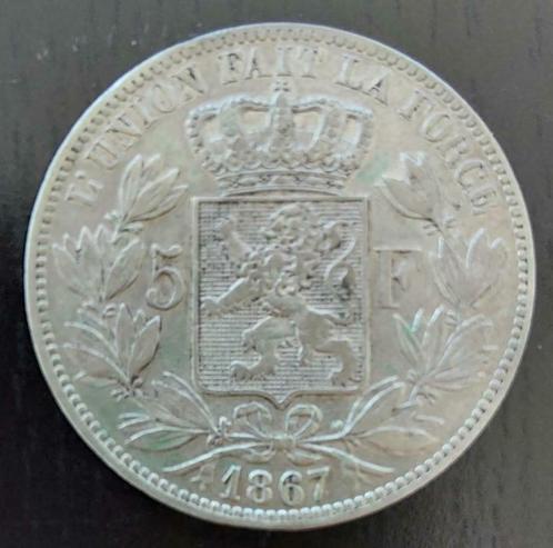 Belgium 1867 - 5 Fr. Zilver - Leopold II - Morin 154 - Pr, Postzegels en Munten, Munten | België, Losse munt, Zilver, Zilver, Verzenden