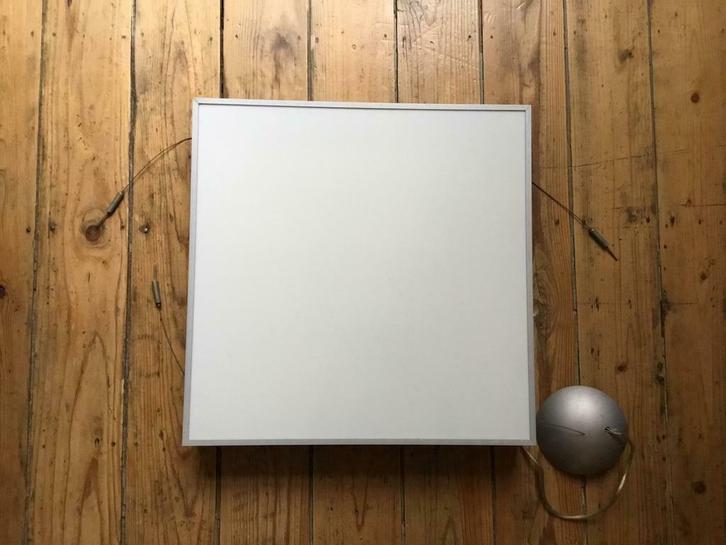 Design hanglamp luster vierkant in metaal en plexiglas, Maison & Meubles, Lampes | Plafonniers, Utilisé, Métal, Enlèvement ou Envoi