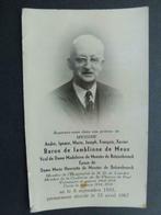 nécrologie Messire André baron de Jamblinne de Meux, Collections, Images pieuses & Faire-part, Carte de condoléances, Envoi