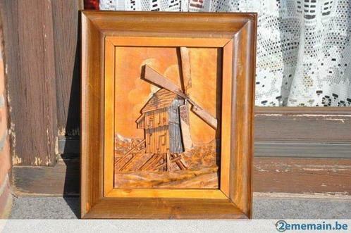 §  cadre moulin bois sculpté signé raugel, Antiquités & Art, Art | Sculptures & Bois, Enlèvement ou Envoi
