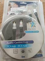 Cable  Audio--2 RCA male vers 2 RCA male--5metres-Neuf, TV, Hi-fi & Vidéo, Câbles audio & Câbles de télévision, 5 à 10 mètres