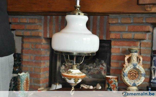 §lustre ancien opaline et faience, Antiek en Kunst, Antiek | Verlichting, Ophalen of Verzenden