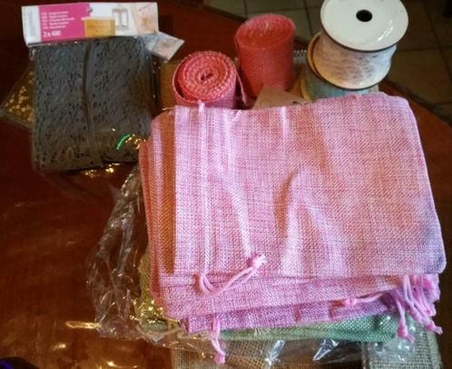 Lot Jute stof - lint - band, Hobby en Vrije tijd, Stoffen en Lappen, Zo goed als nieuw, Linnen, Ophalen of Verzenden