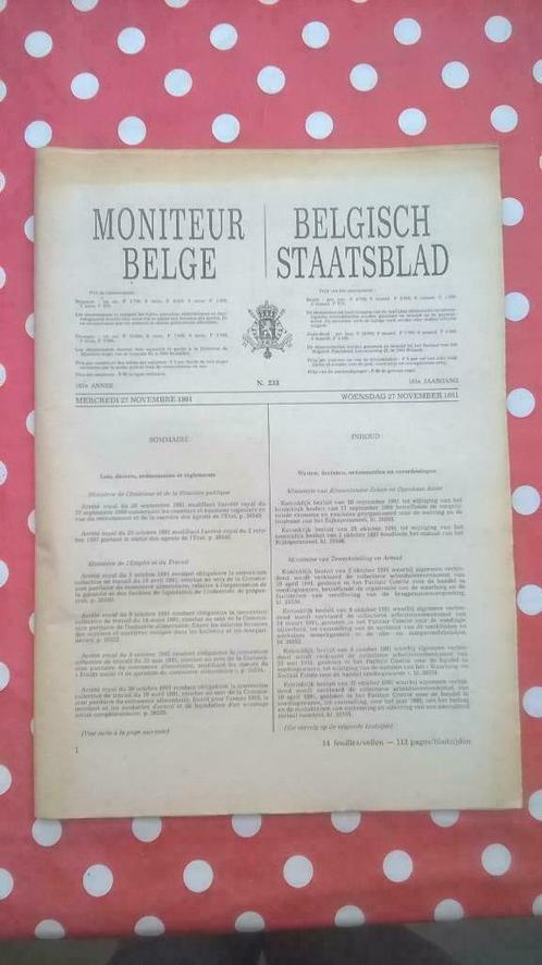 Moniteur belge, Collections, Revues, Journaux & Coupures, Journal, 1980 à nos jours, Enlèvement ou Envoi