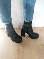 Gratis verzenden zwarte leren fuif plateau blokhaklaarzen 38, Verzenden, Zwart, Lage of Enkellaarzen, Zo goed als nieuw