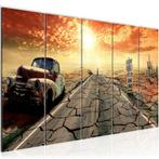 Canvas schilderij 5 luik Route 66 Woestijn 220 x 80 cm, Envoi, Canevas ou Toile, Neuf