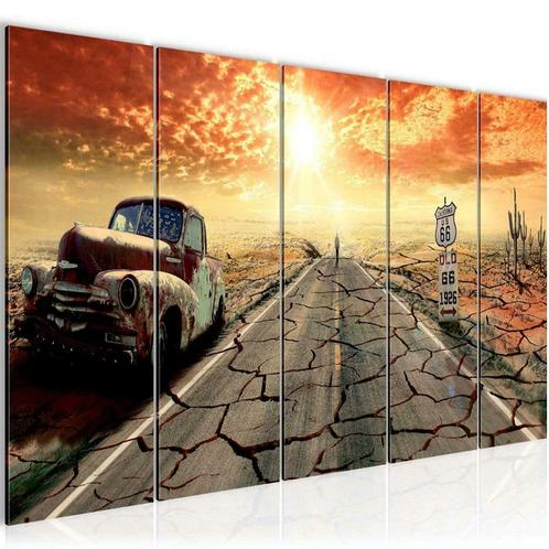 Canvas schilderij 5 luik Route 66 Woestijn 220 x 80 cm, Verzamelen, Posters, Nieuw, Canvas of Doek, Verzenden