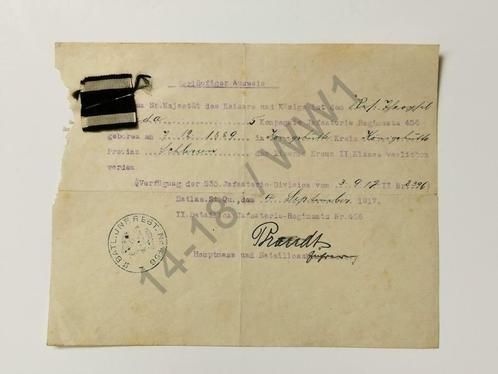 IJzeren Kruis II Klasse 1917 "Chemin des Dames" Verdun, Verzamelen, Militaria | Algemeen, Landmacht, Lintje, Medaille of Wings