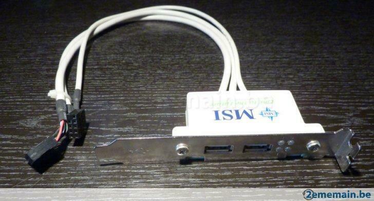 Equerre 2 ports USB 2.0 - MSI avec led, Neuf