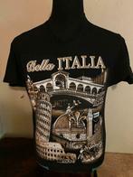 T-shirt Bella Italia., Ophalen, Maat 38/40 (M), Zwart, Korte mouw