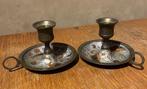 2 oude Cloisonne wandelkandelaars geëmailleerd, Antiek en Kunst, Ophalen of Verzenden, Koper
