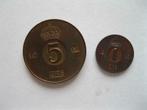 Zweden 1 Ore 1966 en 5 Ore 1967.Mooie verzamelmunten, Postzegels en Munten, Ophalen of Verzenden, Overige landen, Losse munt