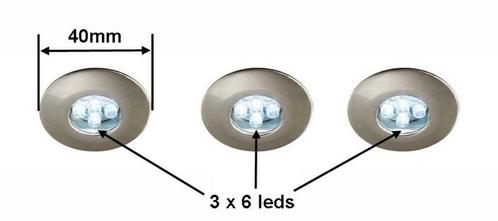 Set de 3 mini spots LED à encastrer, Huis en Inrichting, Lampen | Spots, Nieuw, Plafondspot of Wandspot, Metaal of Aluminium, Led