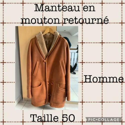 Manteau homme mouton retourné naturel Taille 50, Kleding | Heren, Jassen | Winter, Zo goed als nieuw, Maat 48/50 (M), Bruin