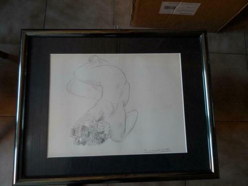 DAXHELET Paul ( 1905 - 1993 ) dessin au crayon noir - cadre, Antiquités & Art, Art | Dessins & Photographie, Enlèvement