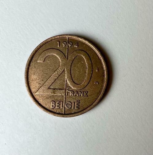 Muntstuk 20 Belgische frank 1994, Timbres & Monnaies, Monnaies | Belgique, Monnaie en vrac, Bronze, Enlèvement ou Envoi