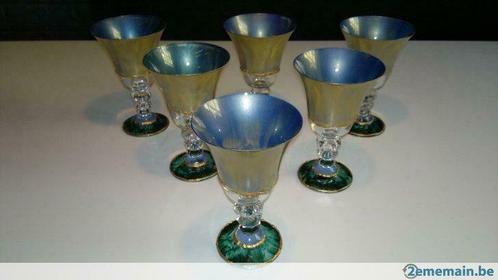 Service de 6 verres peints à la main, Antiquités & Art, Antiquités | Verre & Cristal