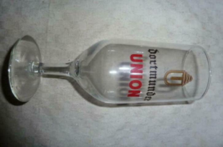 #G bier glas DORTMUNDER UNION 25cls ' op voet ', Verzamelen, Glas en Drinkglazen, Gebruikt, Bierglas, Ophalen of Verzenden