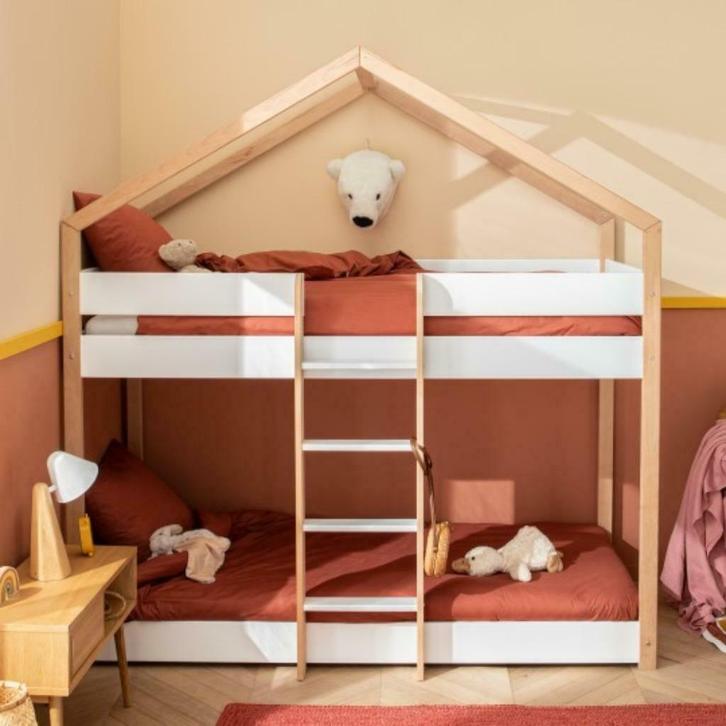 Cabine stapelbed 90x190 wit / hout, Kinderen en Baby's, Kinderkamer | Stapelbedden en Hoogslapers, Nieuw, Stapelbed, Ophalen of Verzenden