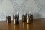 6 glaasjes met metalen voet (verzilverd ?), Antiek en Kunst, Ophalen of Verzenden