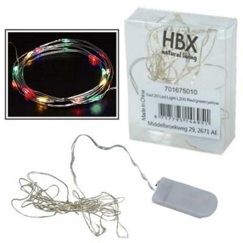 Led lichtsnoer verlichting 20 micro leds batterij multicolor, Huis en Inrichting, Lampen | Losse lampen, Nieuw, Overige typen