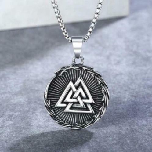 Viking hanger met het viking symbool - Valknut, Bijoux, Sacs & Beauté, Pendentifs, Neuf, Autres matériaux, Argent, Croix ou Symbole