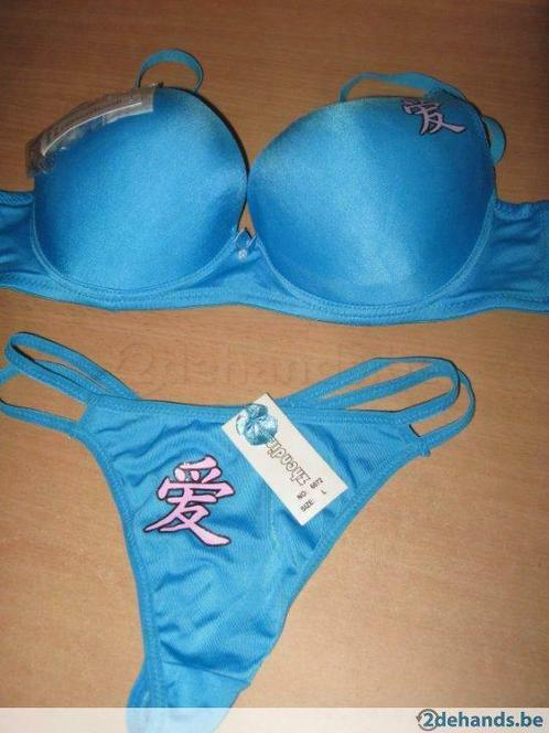 blauw bh setje, Kleding | Dames, Ondergoed en Lingerie, BH, Blauw, Verzenden