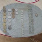 Oude belgische munten, 1, 10, 50, 1 zilveren munt van 50.